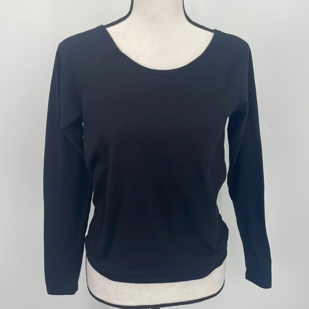 EUC Fabletics Black Long Sleeve Open Back Tee XS #Athleisure